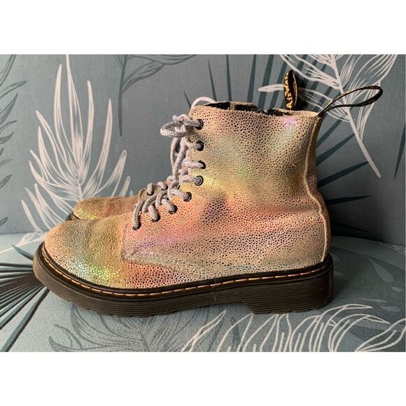 Doc Dr Martens Pascal J Shiny Iridescent Boots Girls Youth US Size 3 - Picture 2 of 8